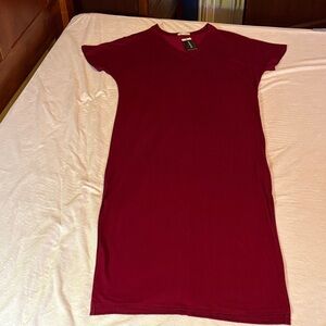 V-Neck Burgundy T-Shirt Dress